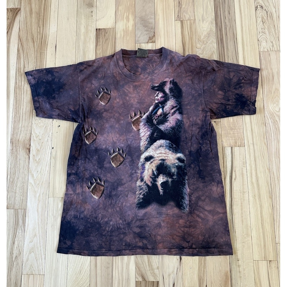 VTG 1997 The Mountain T-Shirt XL David Kaskaske‎ Native American Bear Tracks